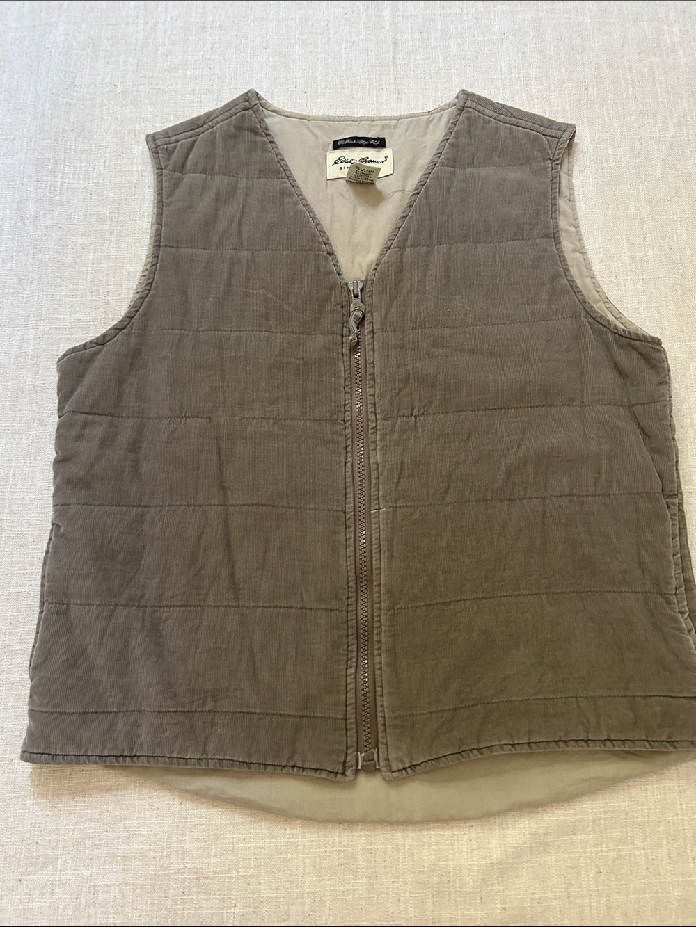 Eddie Bauer Collins Bay Vest Women's S Taupe Quilted Zip-Front Outdoor Corduroy - Picture 11 of 11
